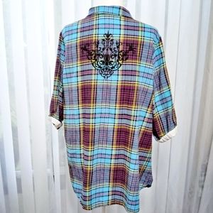 SOFT SURROUNDINGS Plaid Flannel Top